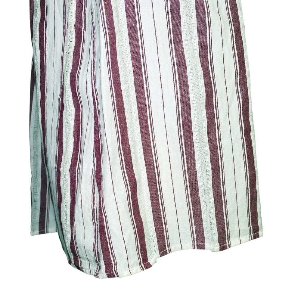 New Directions Burgandy & White Striped Short Sleeve Top - Picture 6 of 12